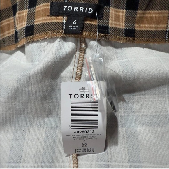 Torrid Brown Mini Corduroy Button-Front Skirt Plus Size 4X/26W | Fall Plaid - Picture 8 of 9